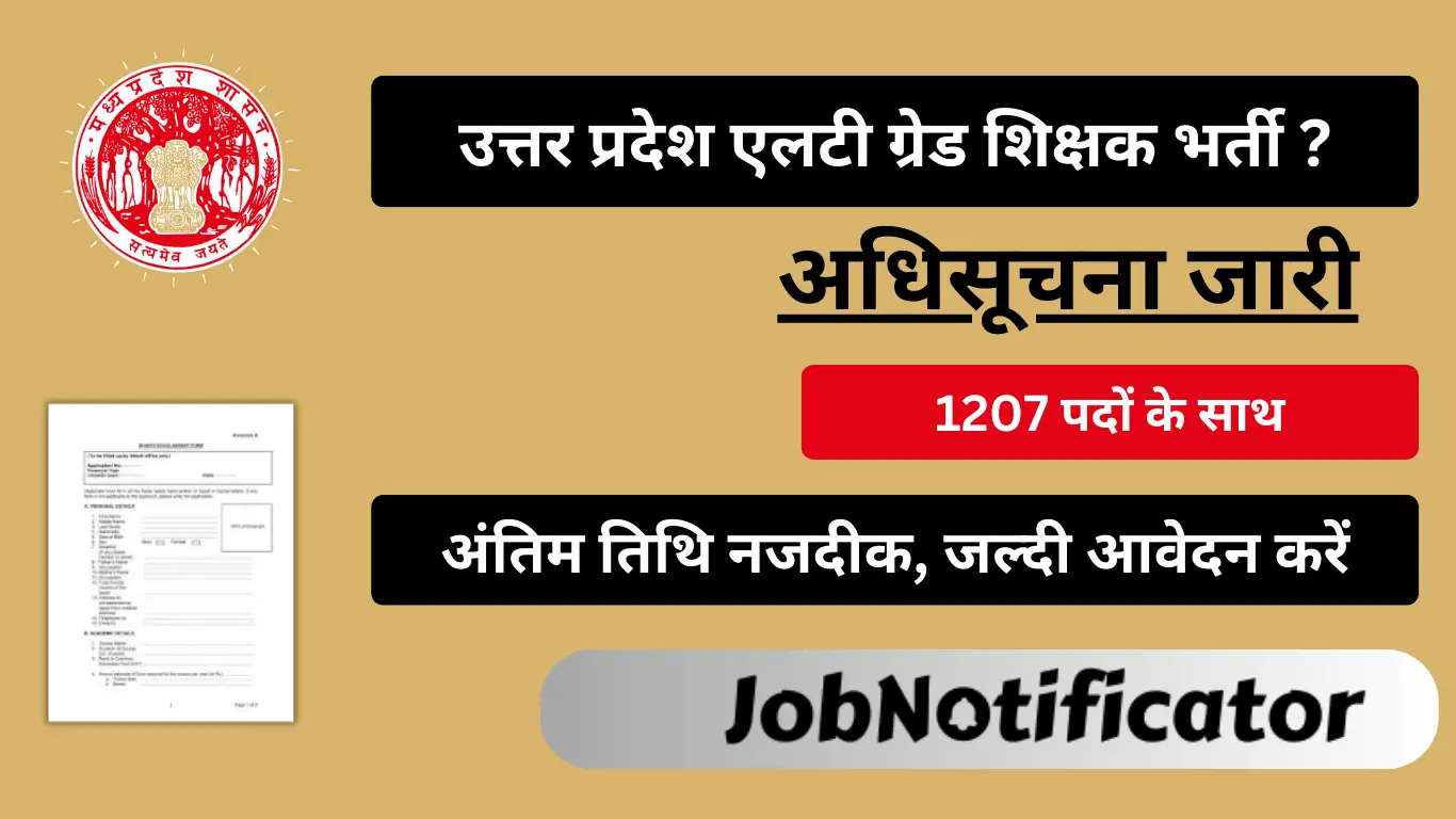 UP LT Grade Teacher Vacancy 2024: 1207 पदों एलटी ग्रेड शिक्षक भर्ती जारी